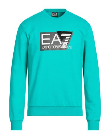 Man Sweatshirt Turquoise Size L Cotton, Elastane