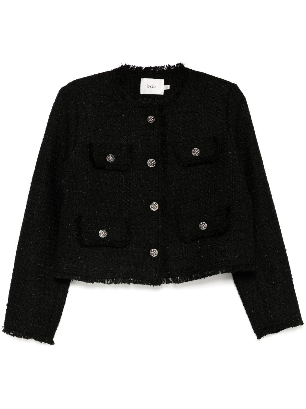 Round neck tweed jacket - Black