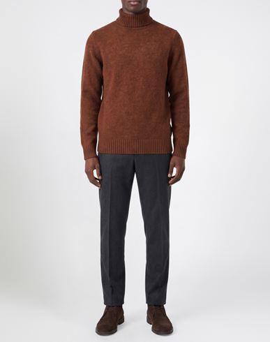 Man Turtleneck Brown Size 42 Virgin Wool
