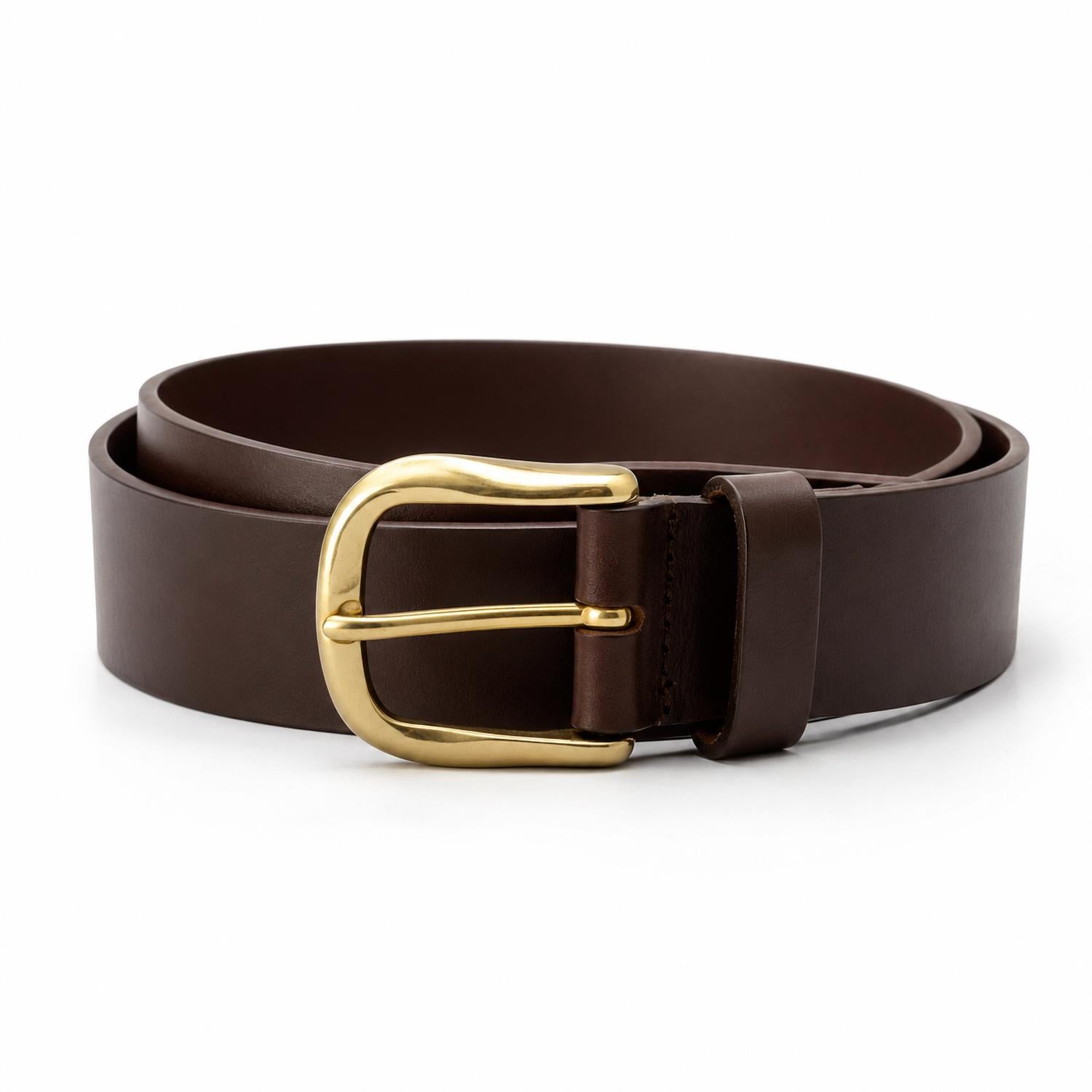 Women's Leather Gold Buckle Belt In Brown