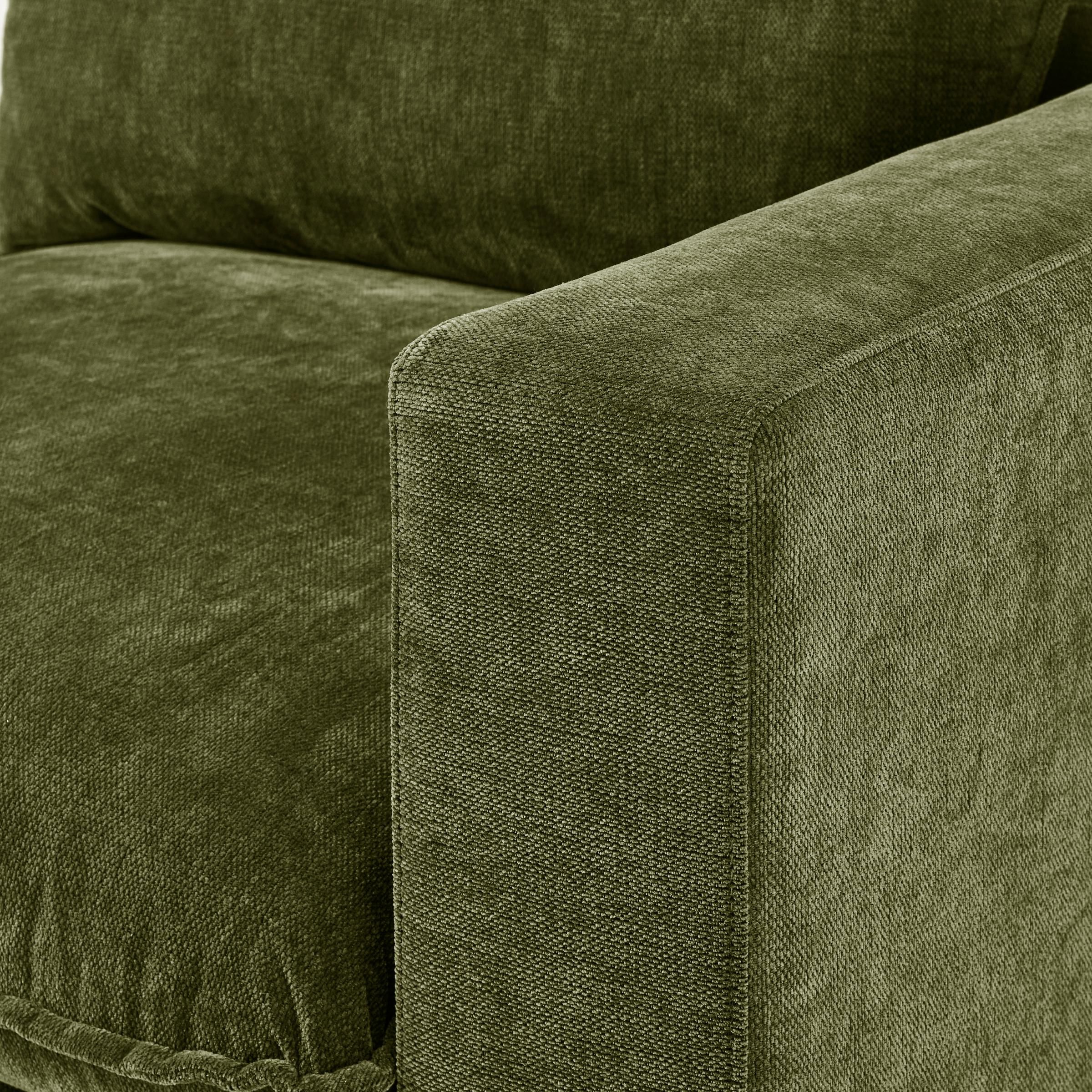 Furnitureboxuk Echo Linen-Look Fabric 3 Seater Modular Chaise Sofa In Green