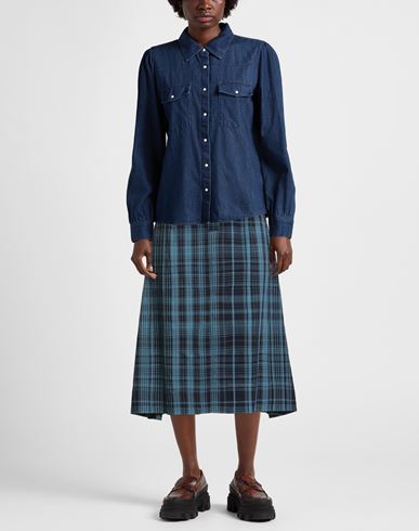 Woman Midi skirt Blue Size L Cotton