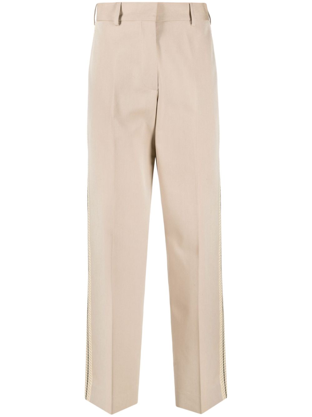 Crochet-stripe cotton trousers - Neutrals