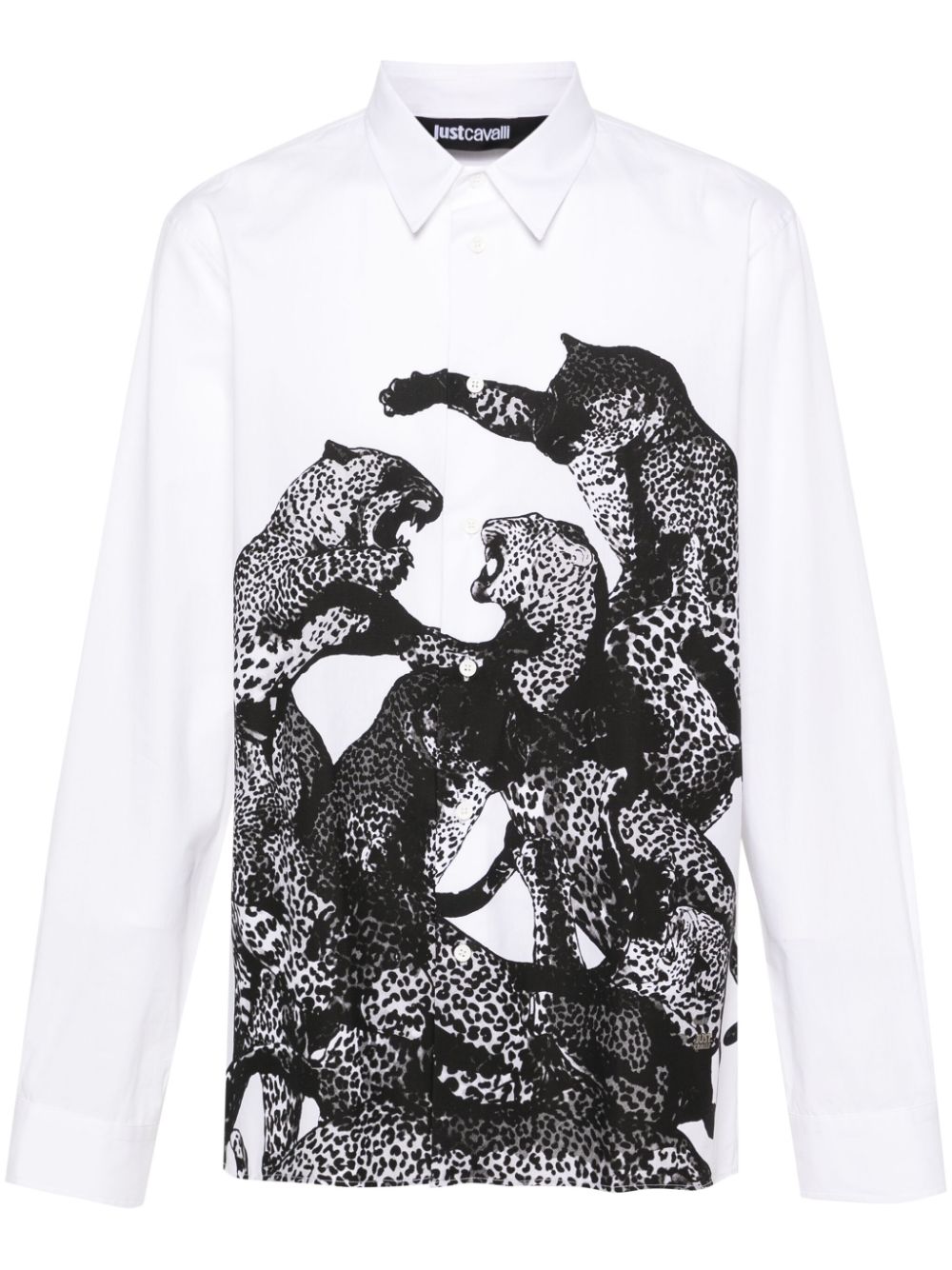 Motif-print cotton shirt - White