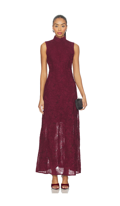 ROTATE Flower Mesh Maxi Dress in Burgundy. 42. Also , 36