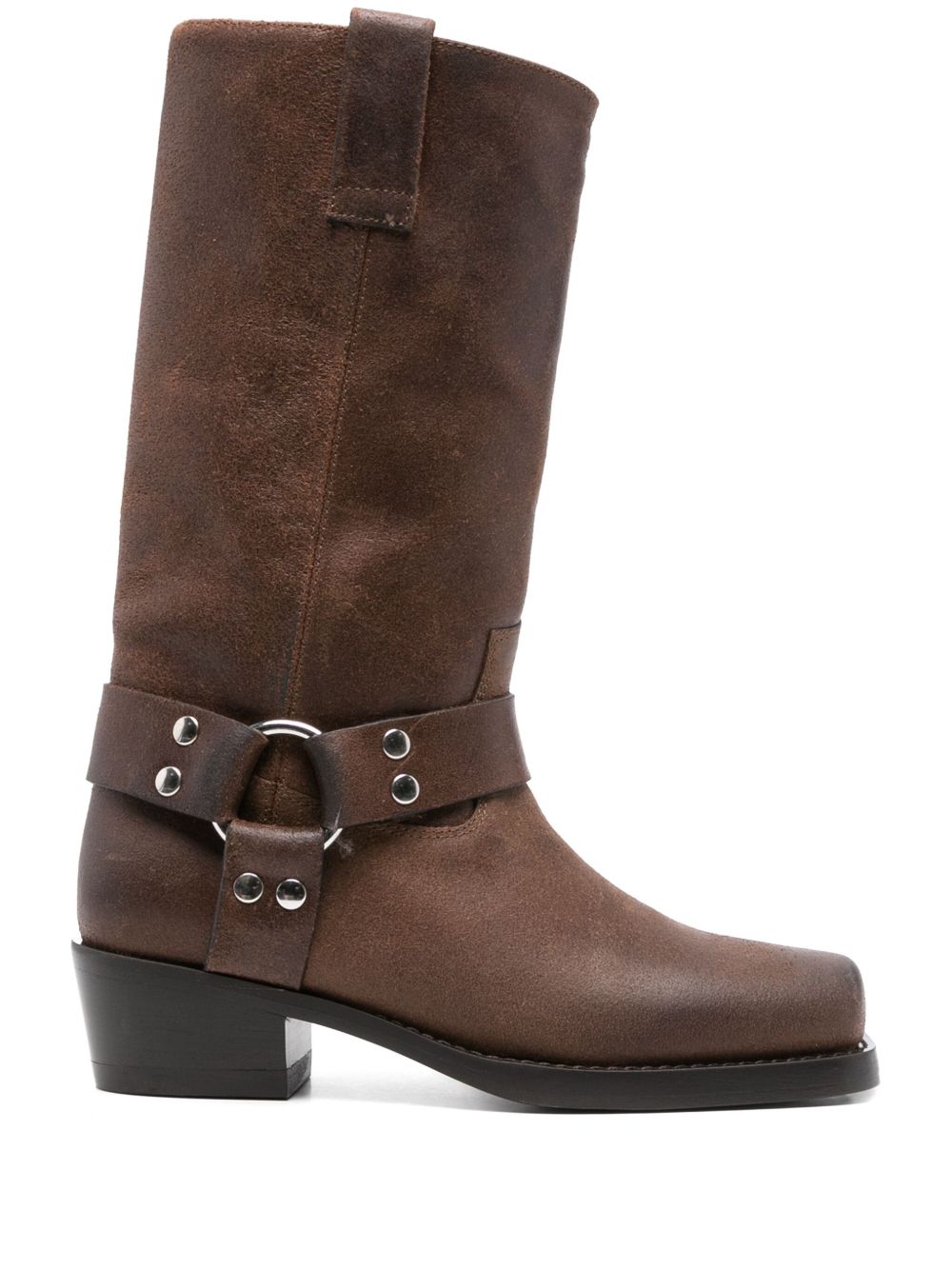 45mm buckle-strap leather boots - Brown