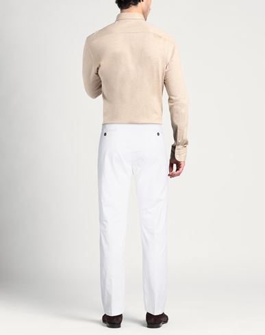 Man Pants White Size 42 Cotton, Elastane