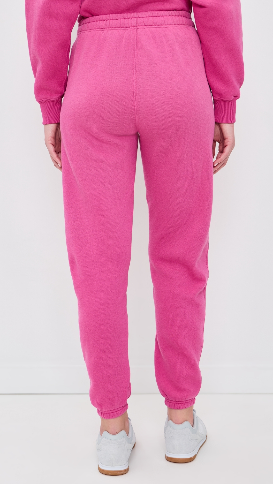 Arctic Fleece Knit Ankle Jogger Pants Accent Pink