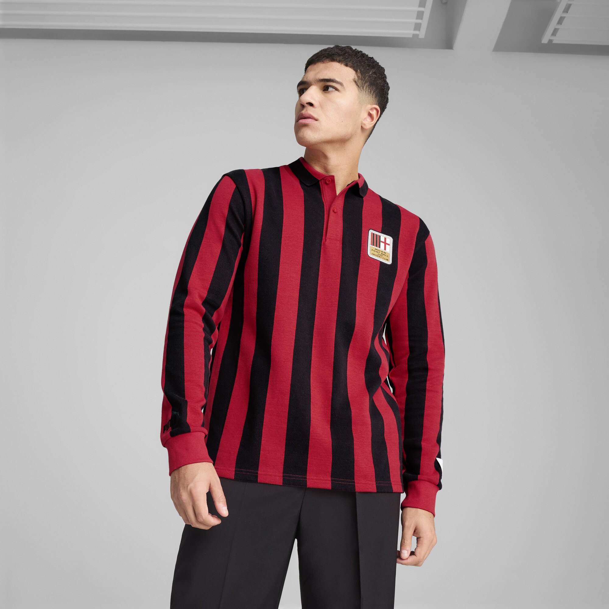 PUMA AC Milan 125th Anniversary Men's Retro Soccer Jersey in Black