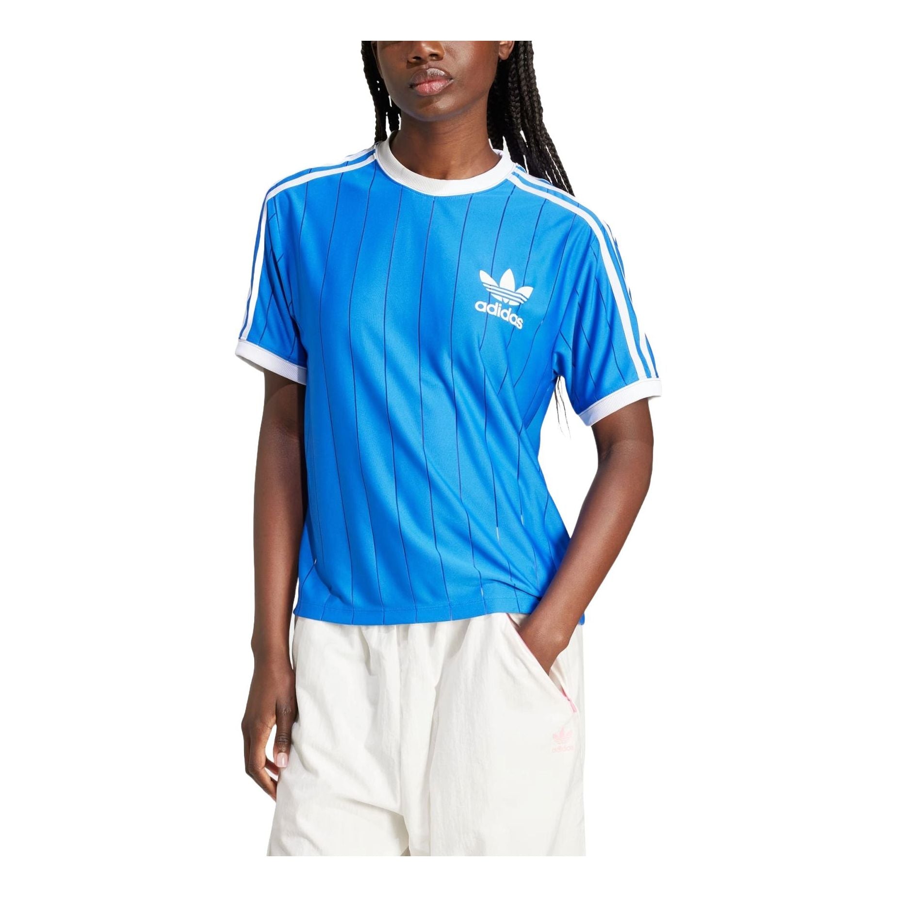 (WMNS) Adicolor 3-Stripes Pinstripe T-shirt Asia Sizing 'Blue'