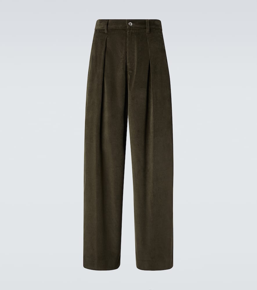 Cotton corduroy wide-leg pants