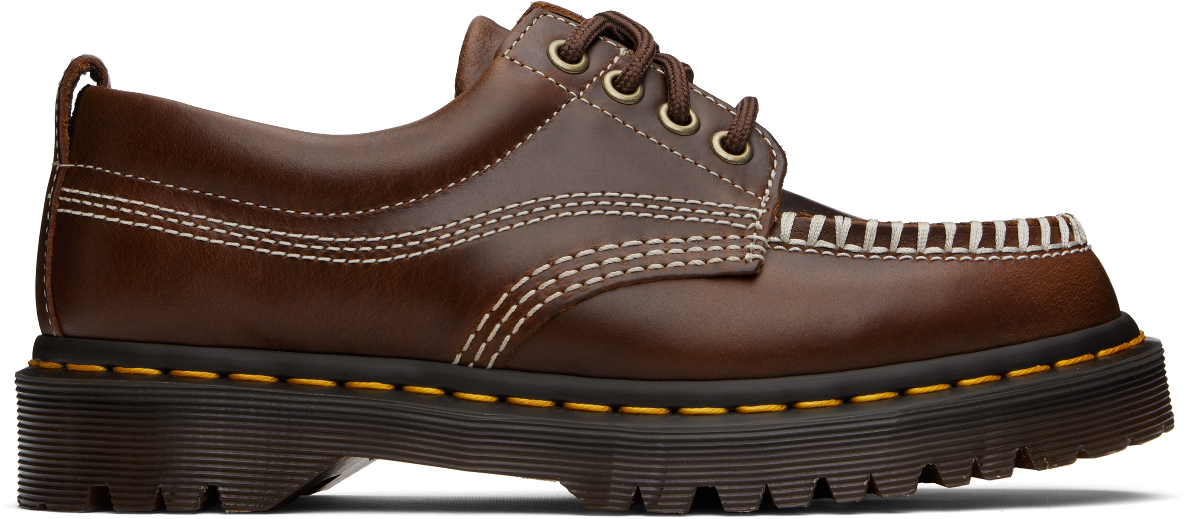 Dr. Martens Brown Lowell Leather Moc Toe Derbys