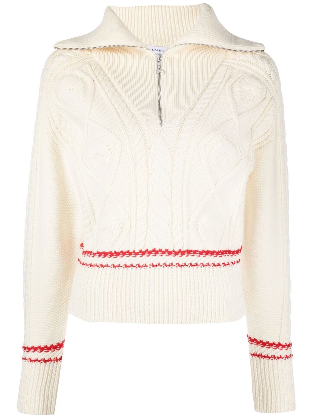 Quarter-zip cable-knit jumper - White