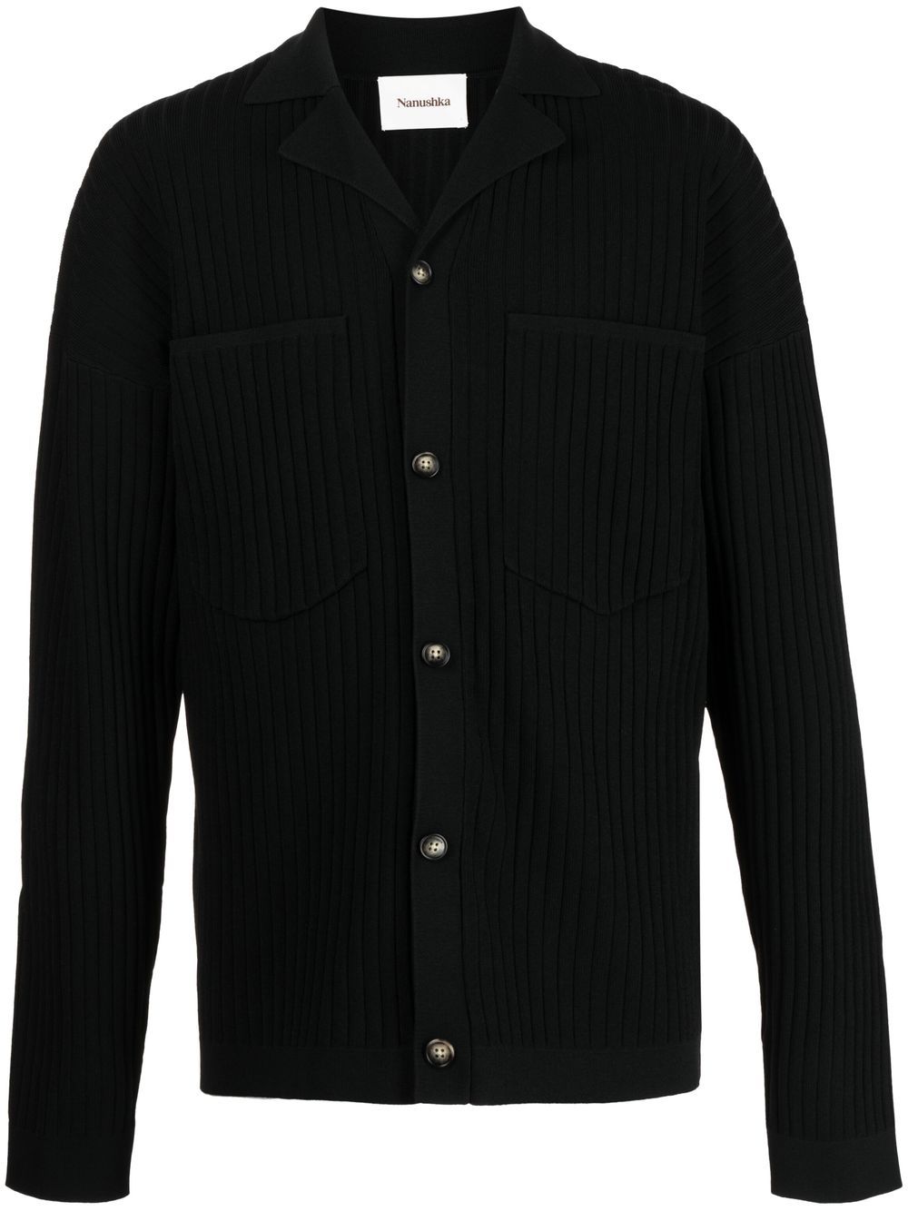 Camp collar ribbed cardigan