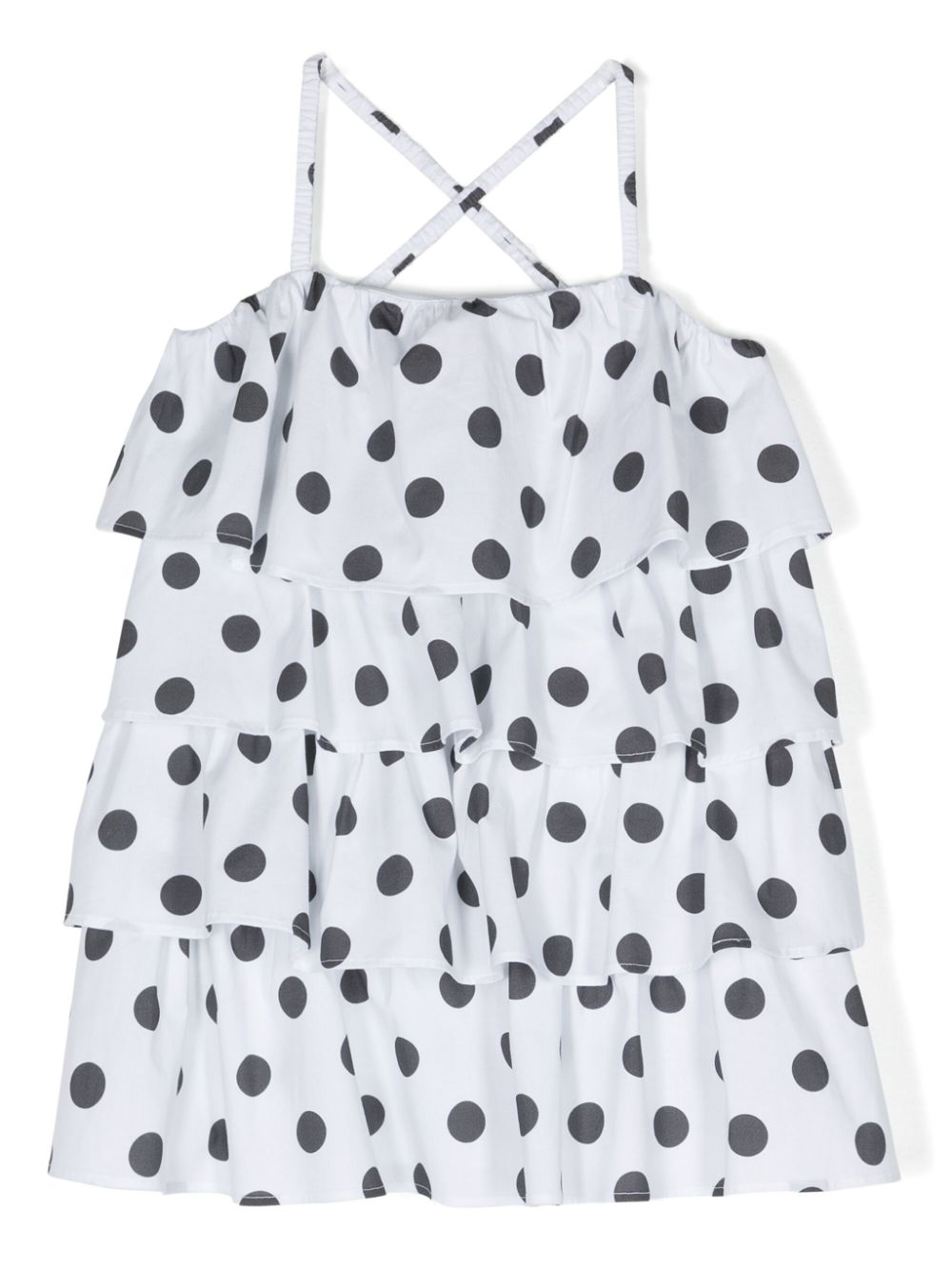Polka-dot ruffled mini dress - White