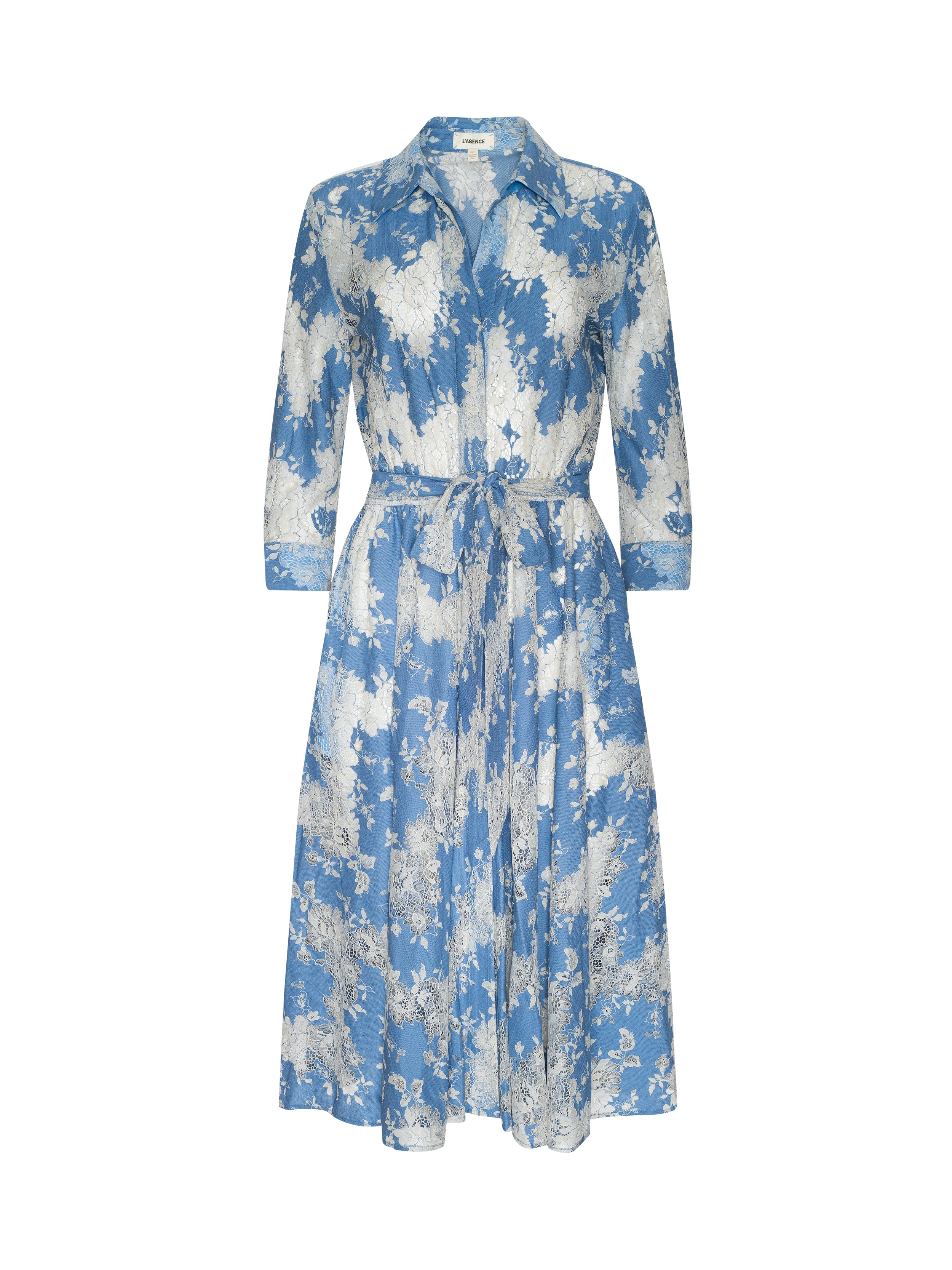 Ralphie Lace Midi Dress In Allure Blue/ivory