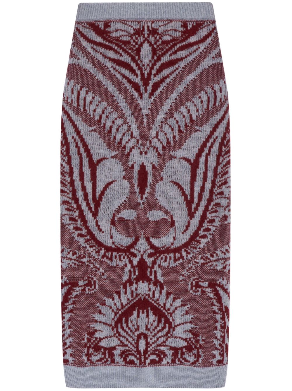 Intarsia-knit wool skirt - Grey