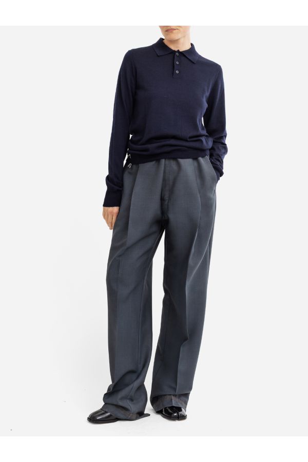 Fine Knit Structured Polo — Navy