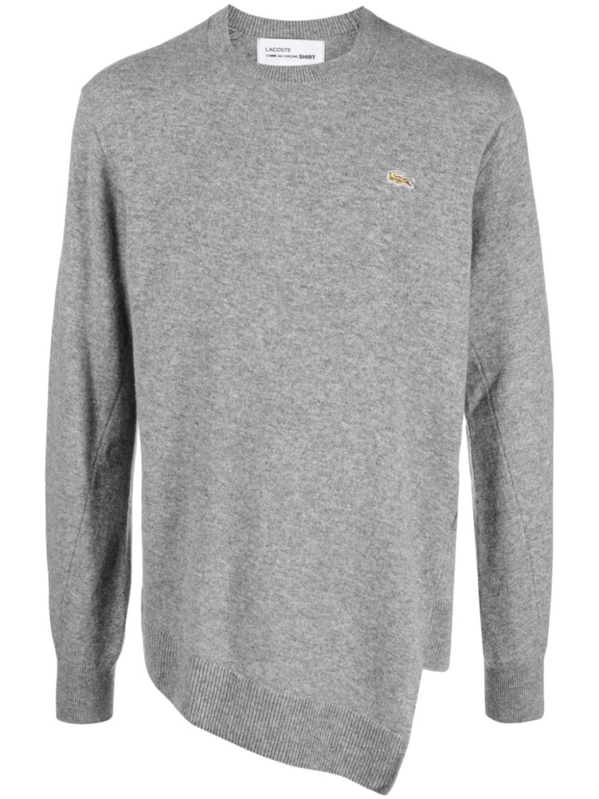 X Lacoste Asymmetric-hem Crewneck Jumper