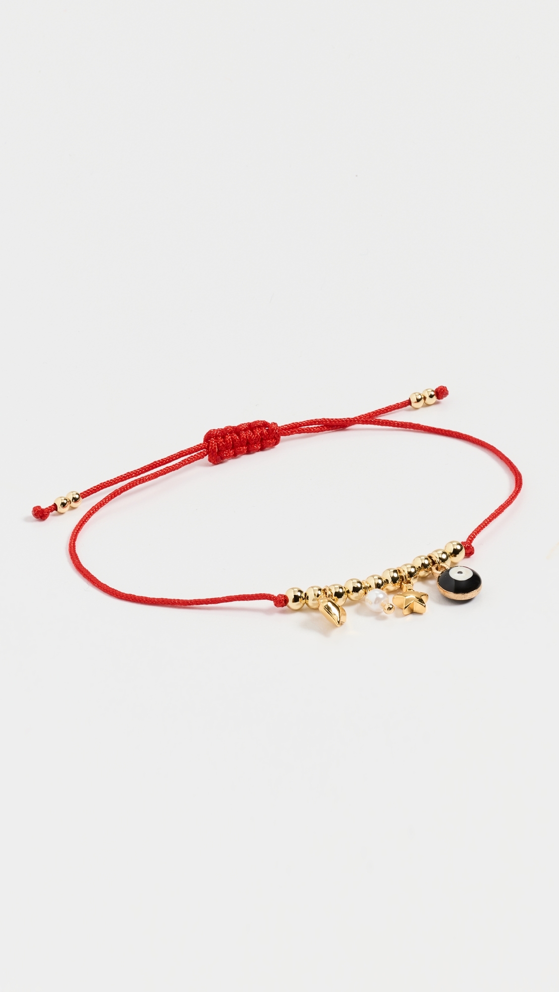 Red String Bracelet Yellow Gold/Black Eye One Size