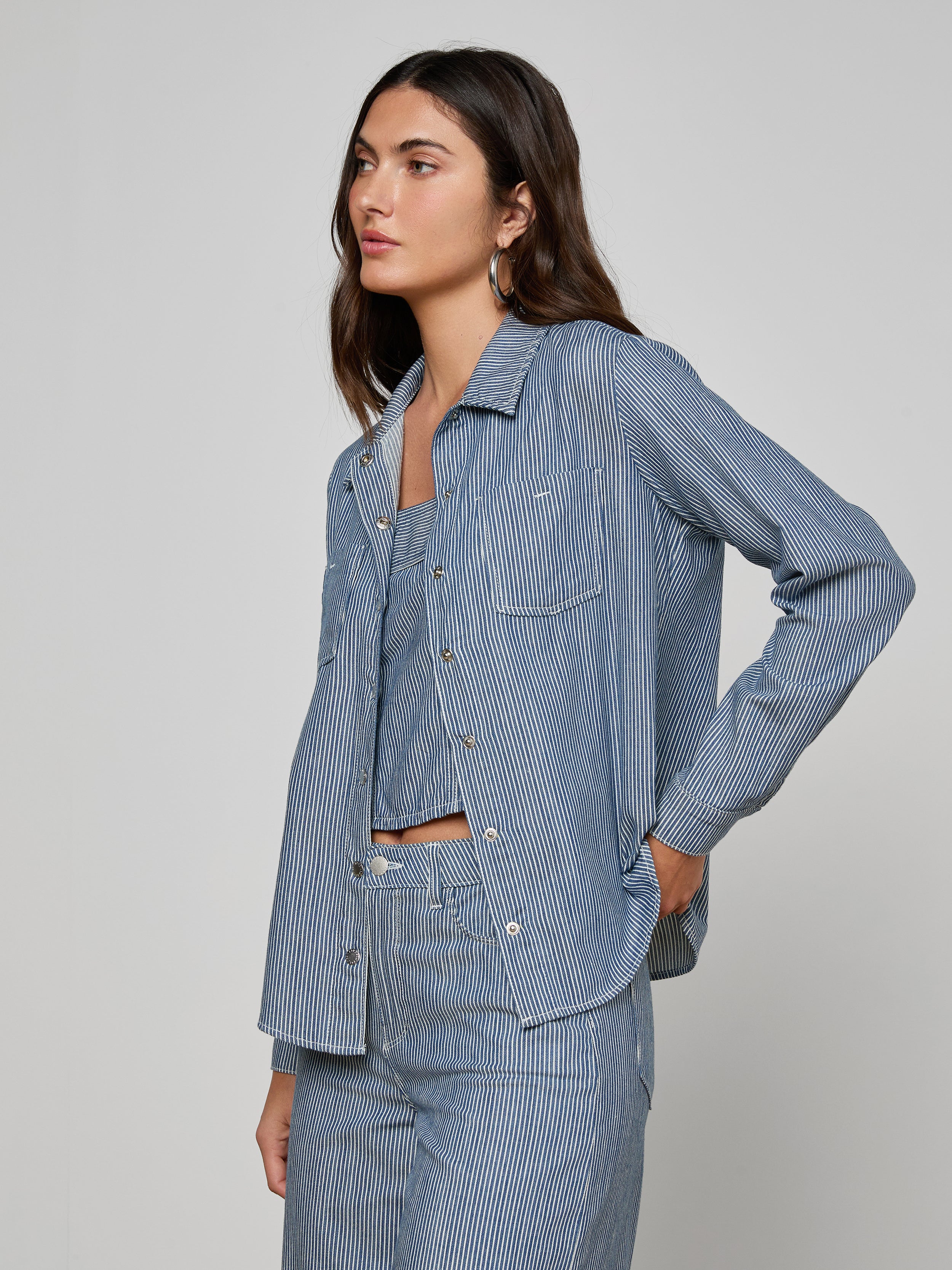 Isla Shirt In Azure Blue Stripe