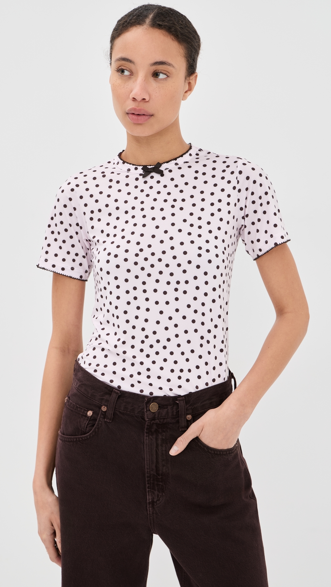 T-Shirt Brown Velvet Bow