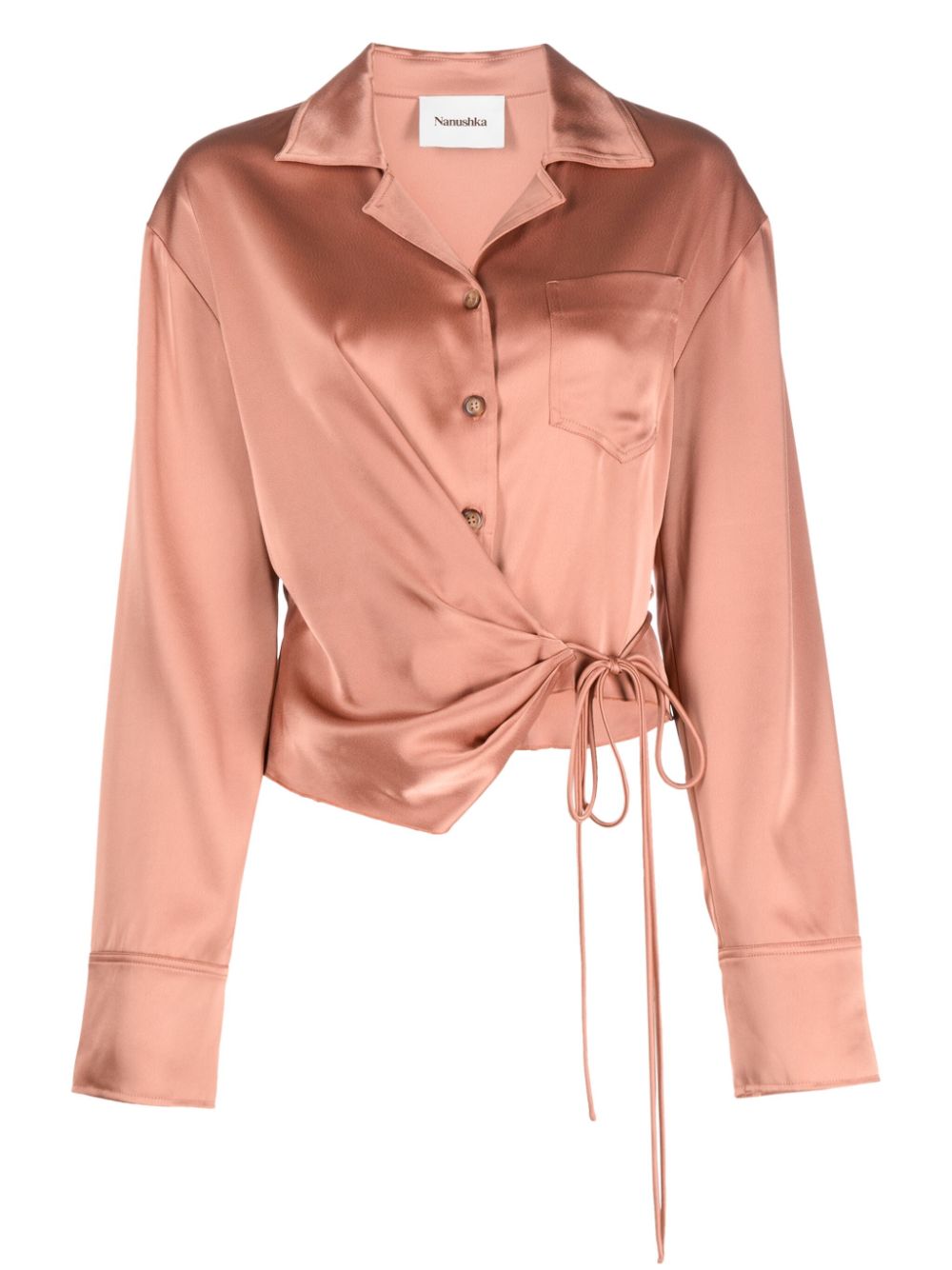 Satin wrap shirt - Orange