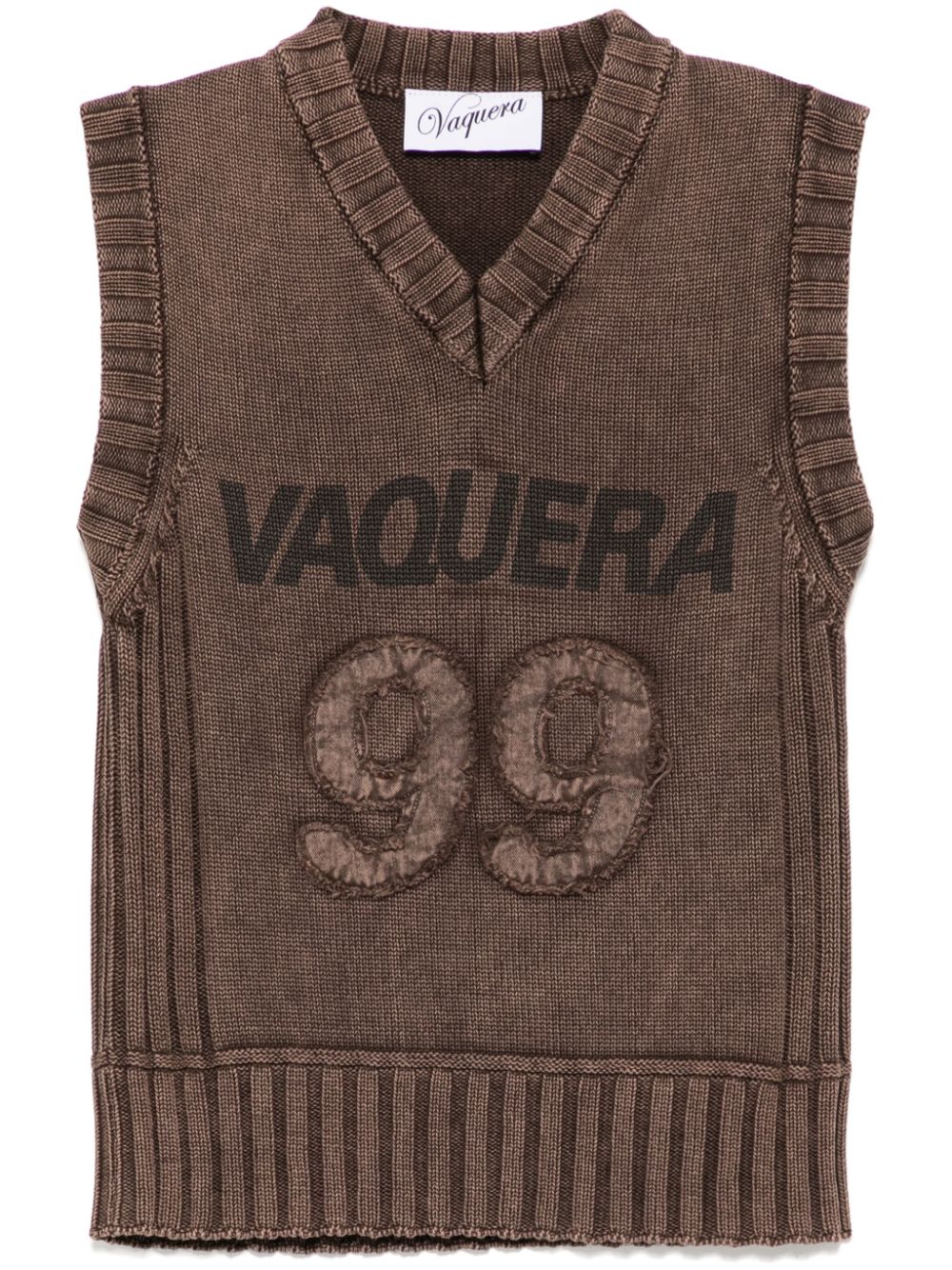 Rib knit vest - Brown