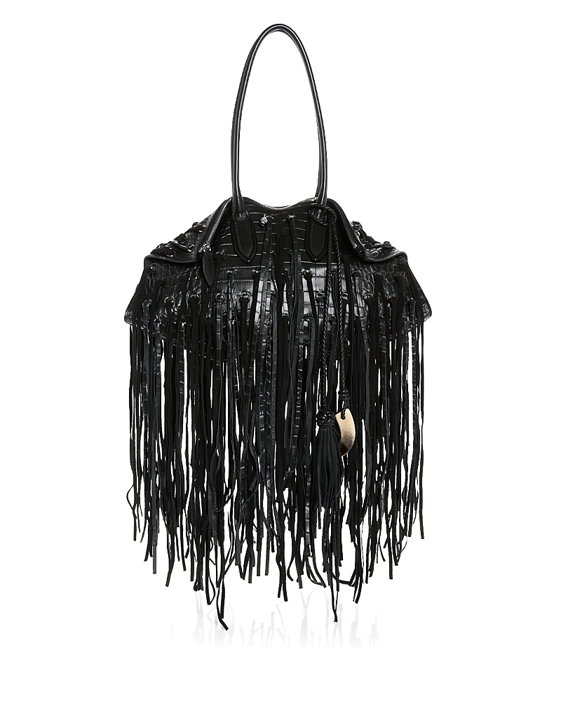 Manta Fringe Leather Top Handle Bag