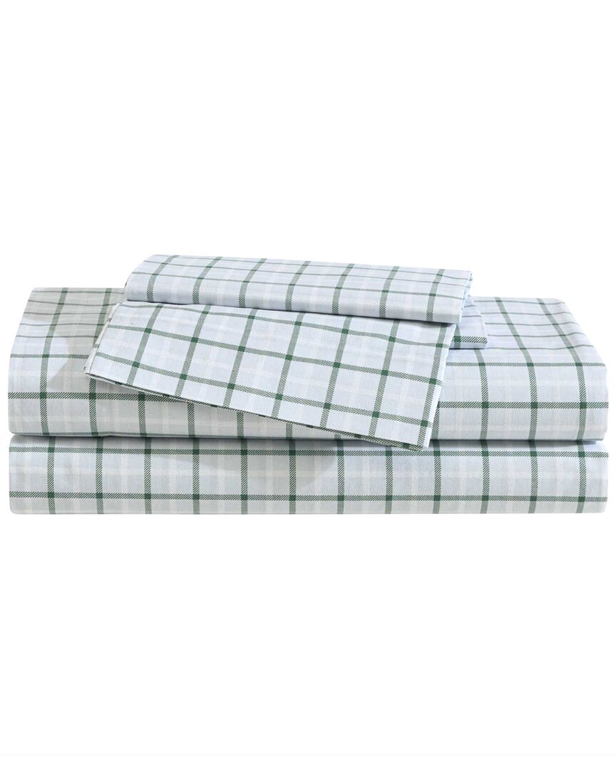 200 Thread Count Classic Tattersall Plaid Cotton Percale Sheet Set