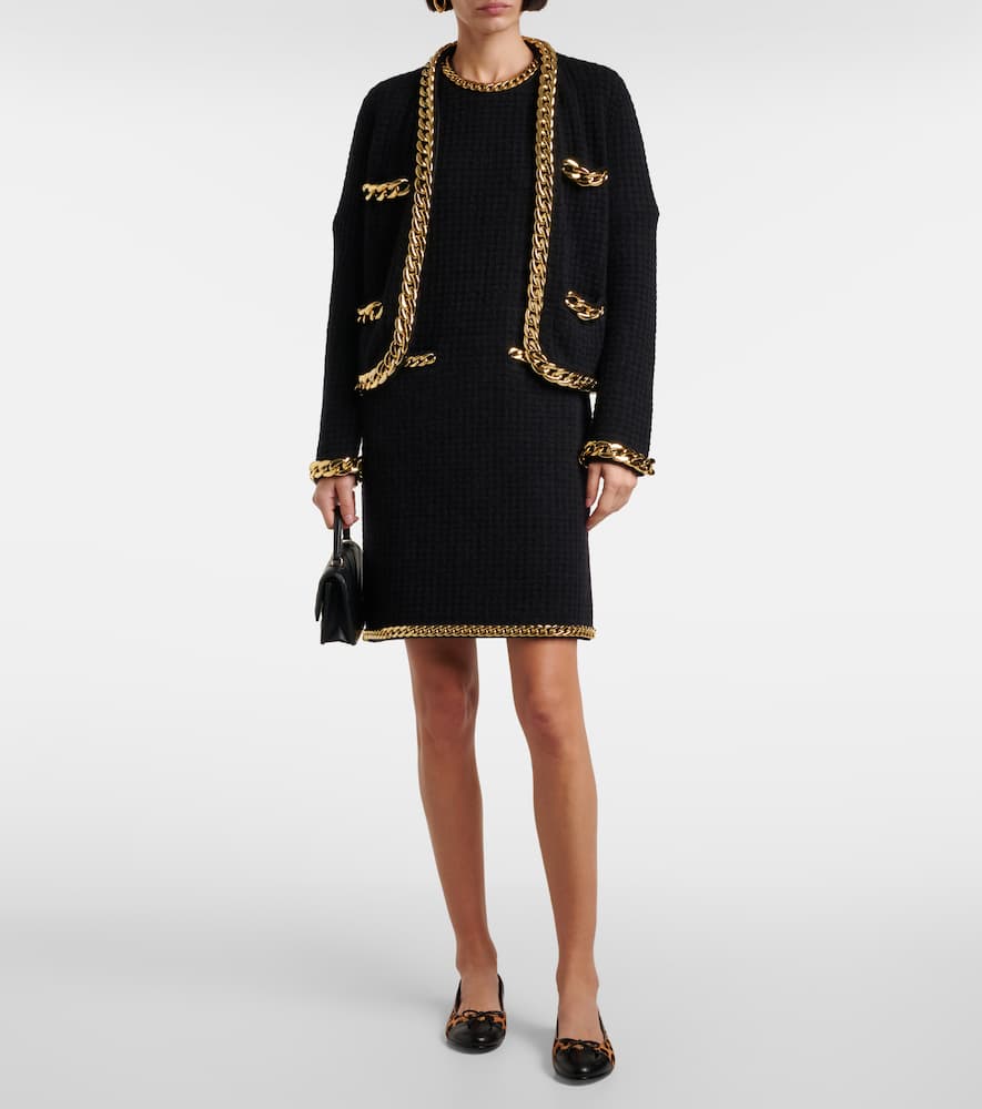 Chain-detail waffle-knit minidress