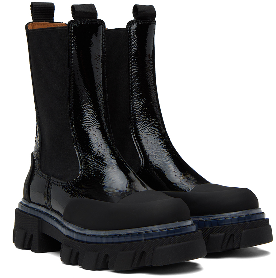 Black cleat chelsea boots