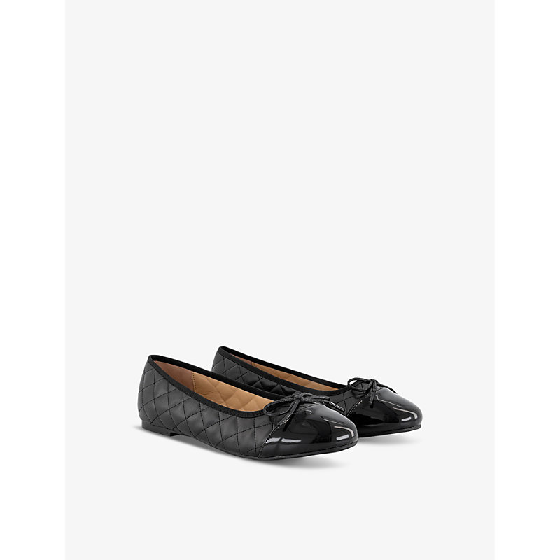 Womens Black Quilted Amelie Quilted Leather Ballet Flats