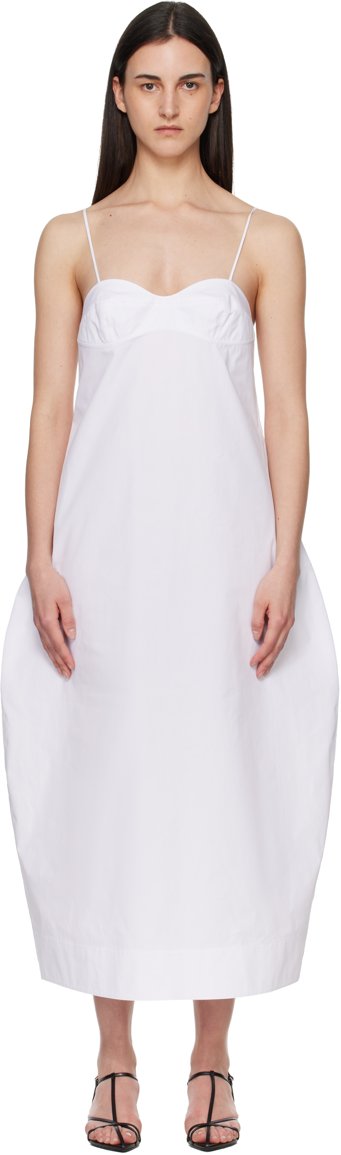 White Bustier Volume Midi Dress