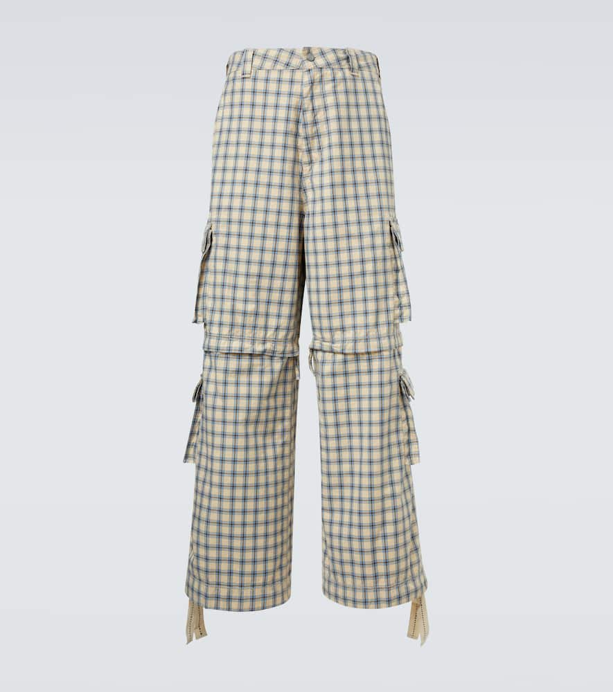 Checked cotton cargo pants