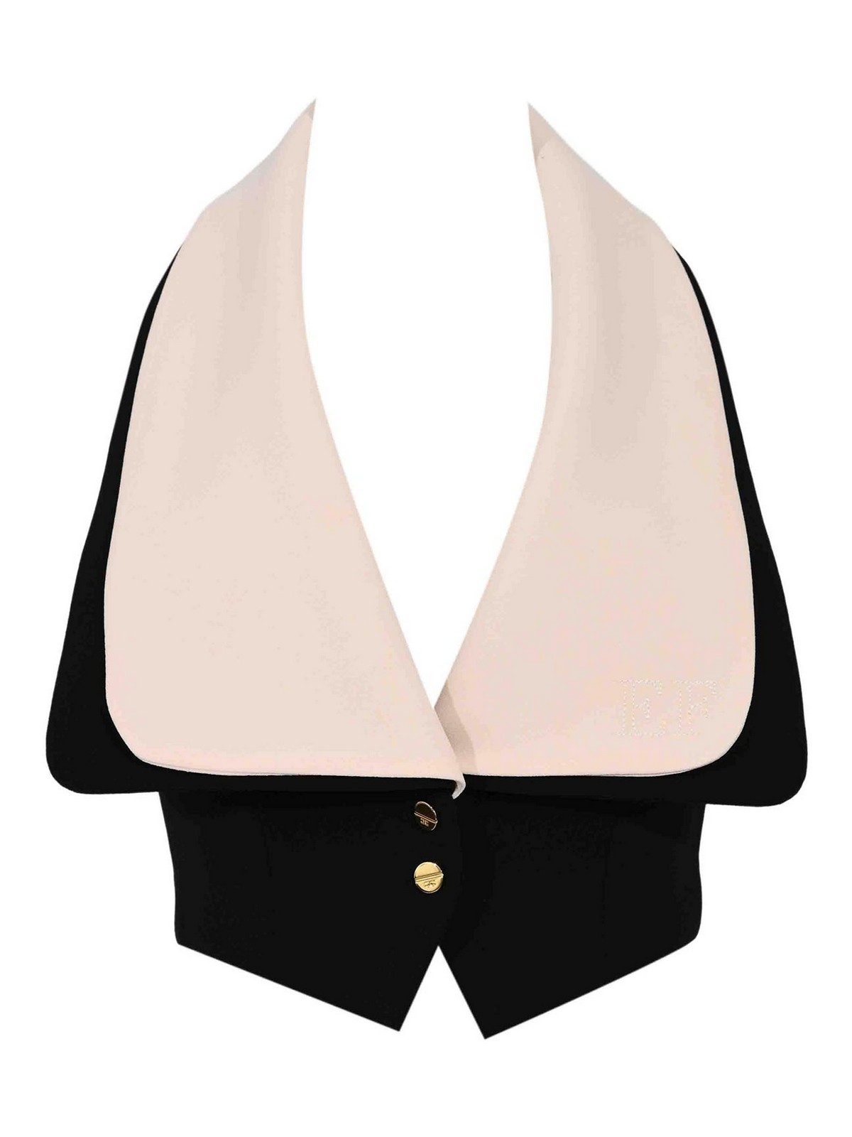 Two-tone crepe waistcoat with maxi lapels