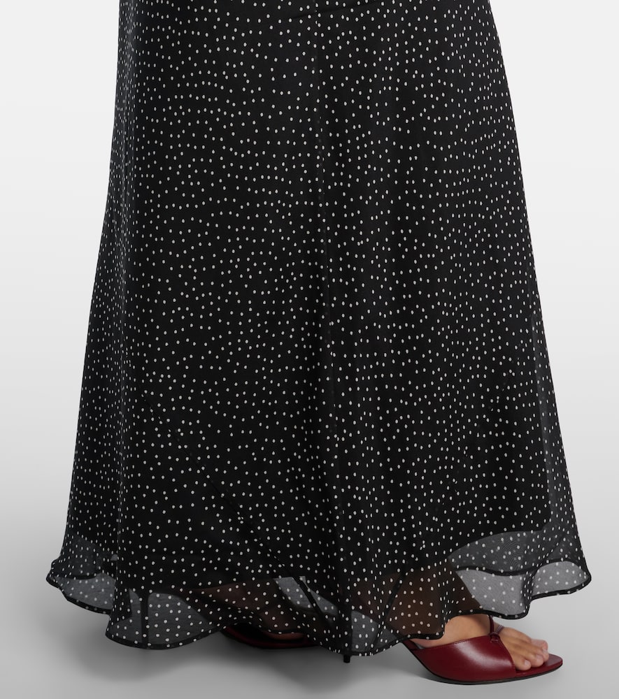 Polka-dot silk maxi dress