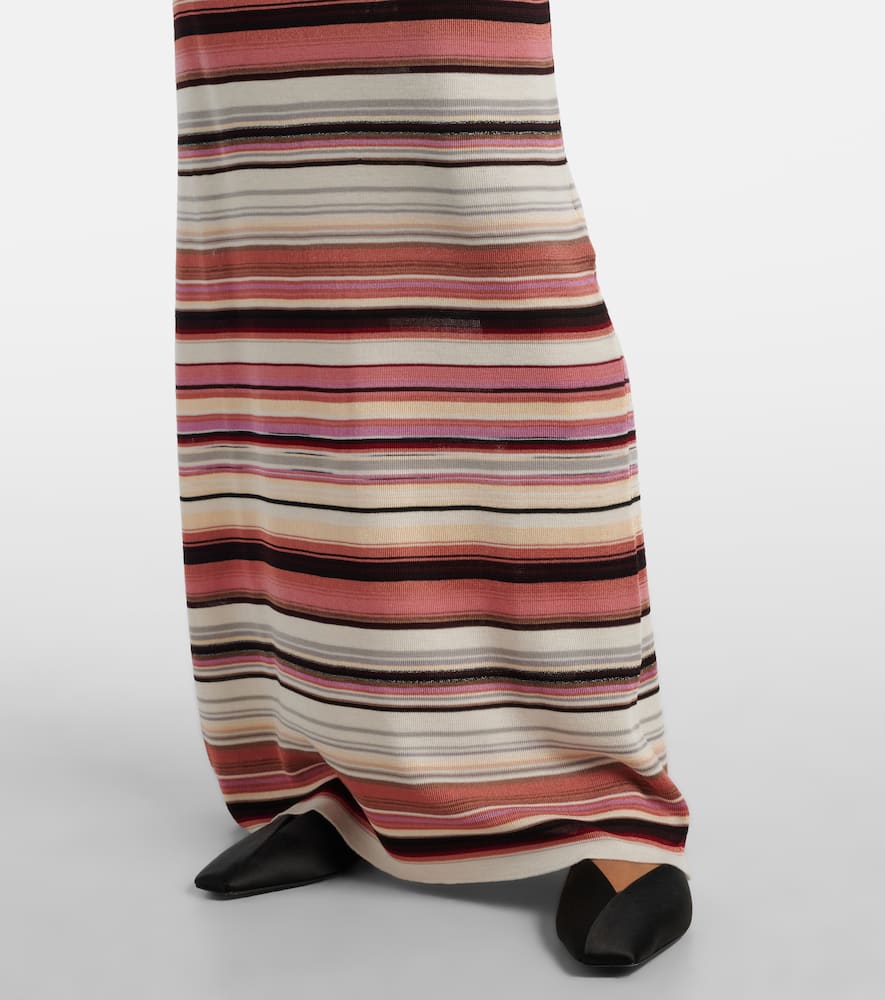 Striped halterneck maxi dress