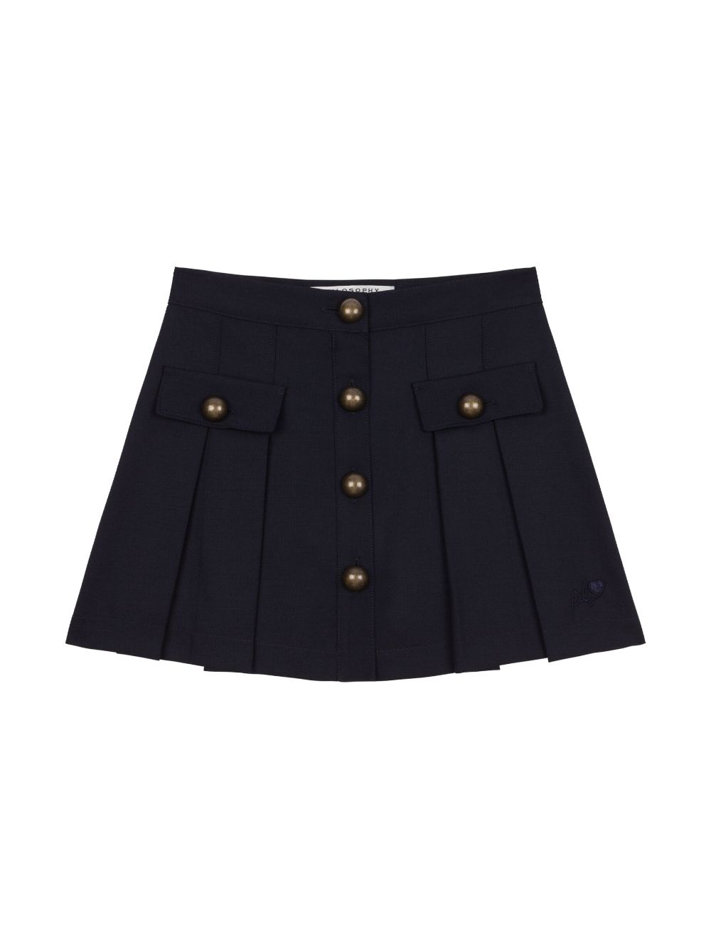 Pleated buttoned skirt - Blue