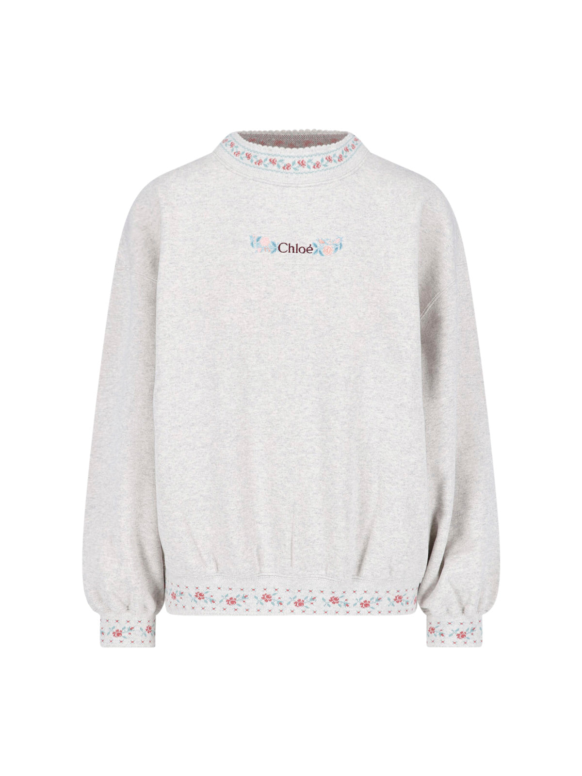 Chloé-Inspired Cotton Ribbed Sweater with Embroidered Details