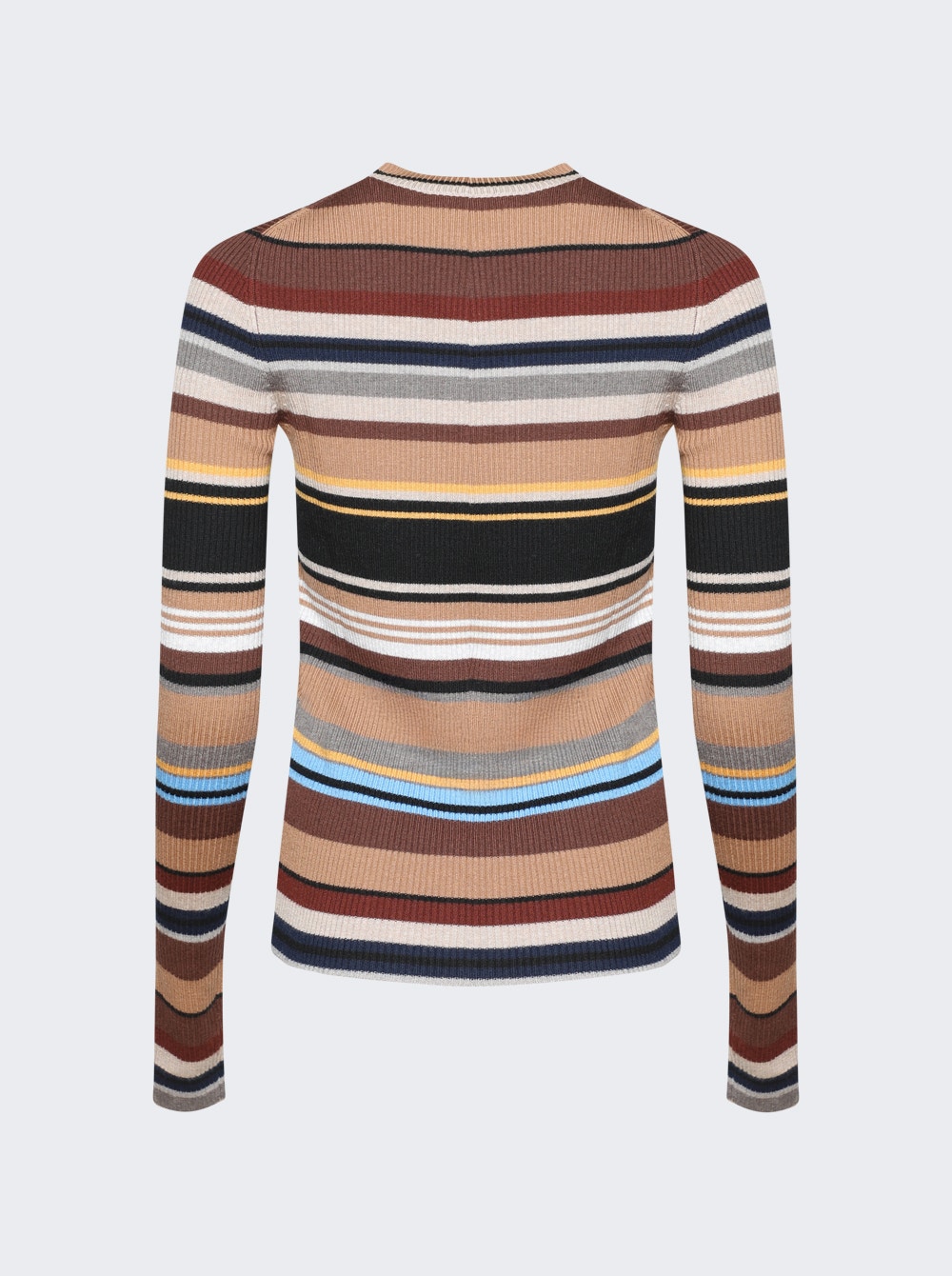 Wool Zip-up Cardigan Multi-brown Stripe
