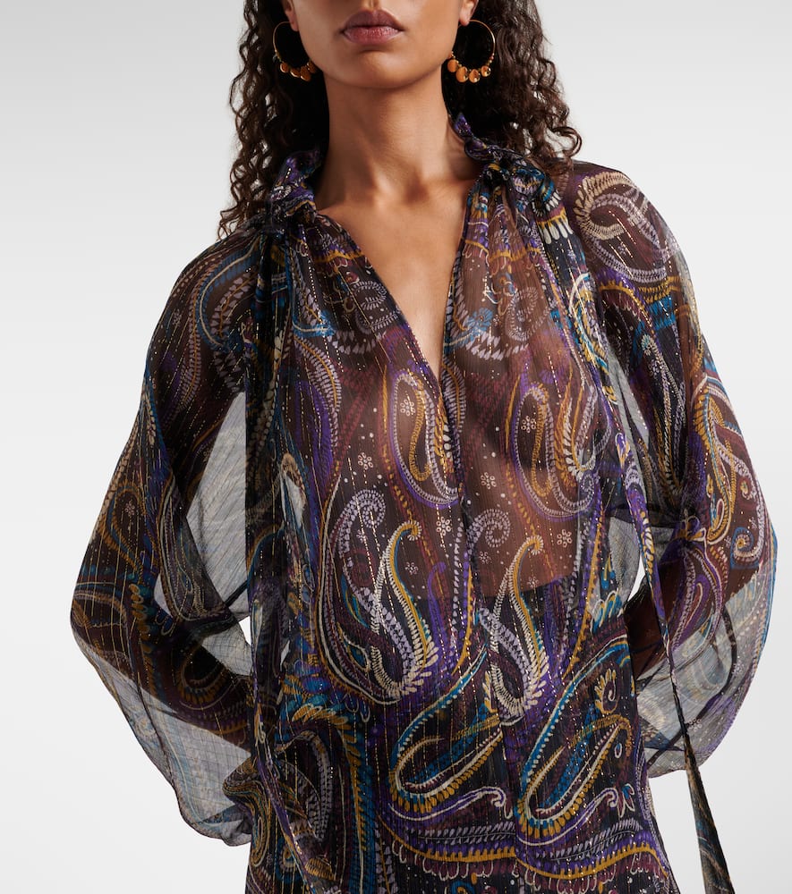 Paisley silk-blend blouse