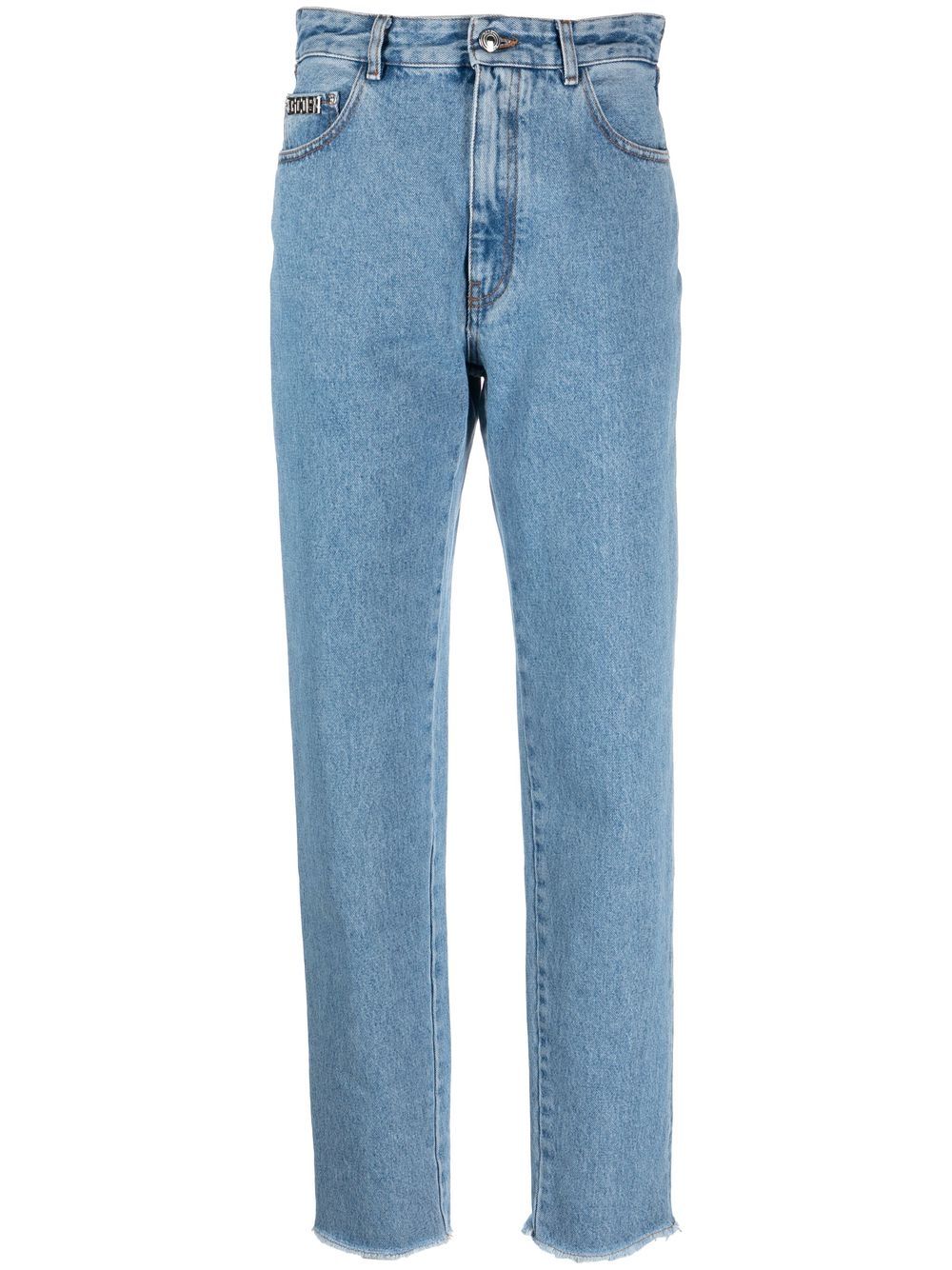 Crystal-embellished detail straight jeans - Blue
