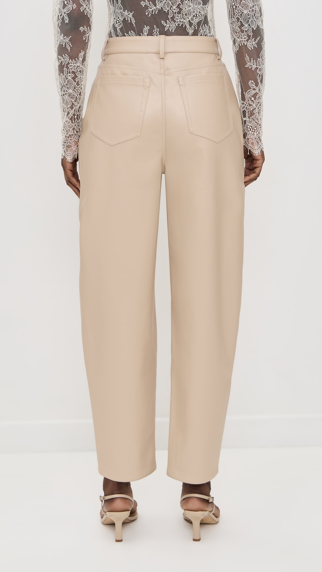 Dakota Faux Leather Barrel Pants Sand