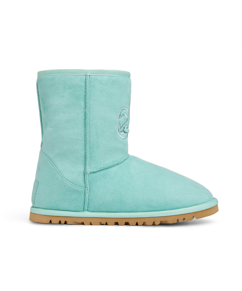 Patch Color Faux Suede Boots In Mint