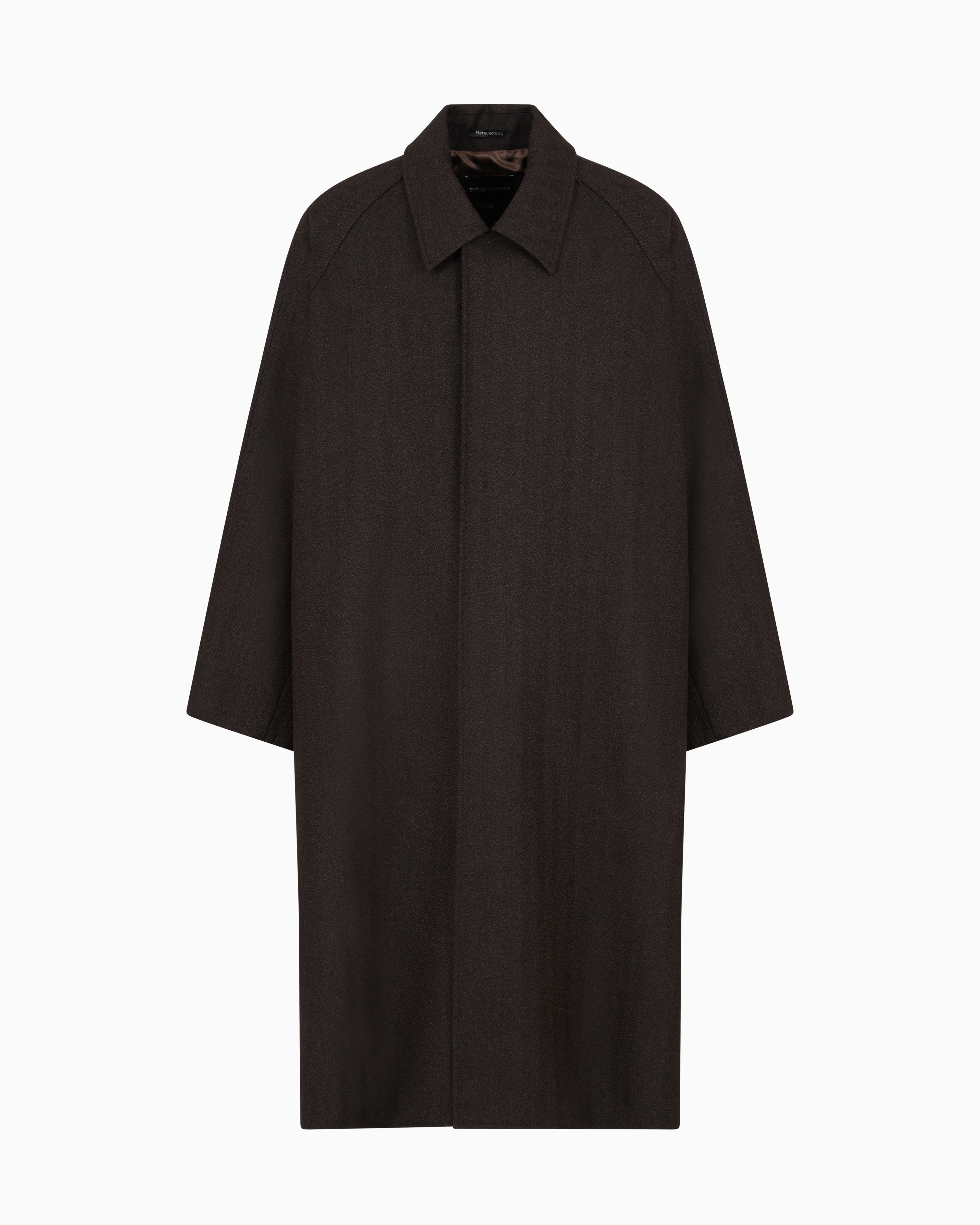 Compact wool coat with a chevron motif