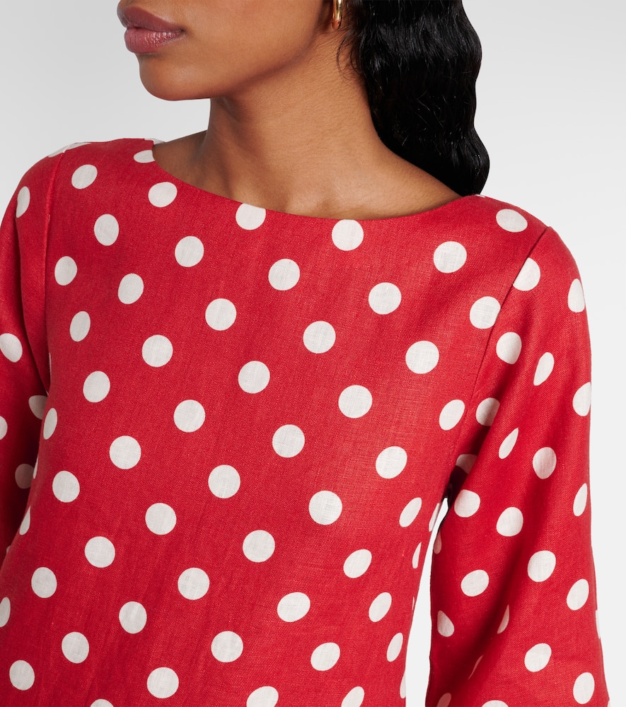 Nina polka-dot linen minidress