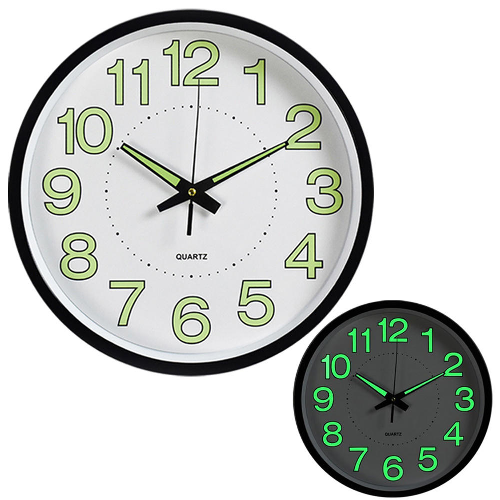 TEMU 12" Luminous Wall Clock Glow In The Dark Wall Clock Silent Quartz Wall Clocks Non Ticking Sweep Movement For Living Room, Bedroom, Kitchen