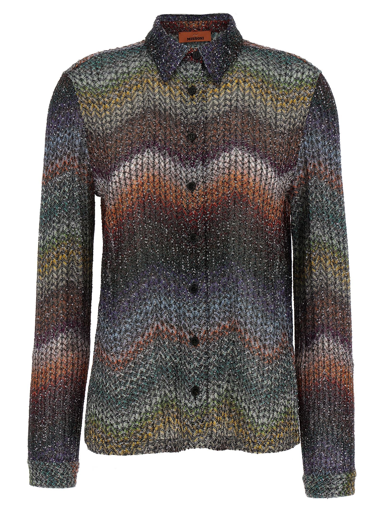 Sequin-Embellished Viscose Lamé Blouse — Multicolor