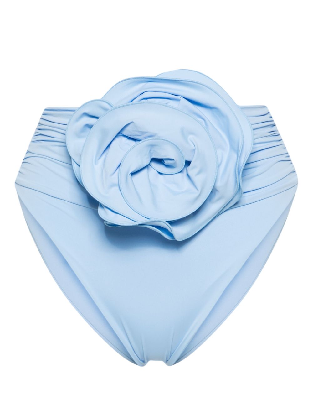 Ruched high-waisted bikini bottom - Blue